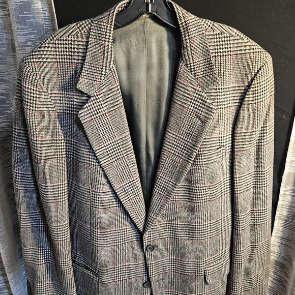 Vintage Garrison Park Sport Coat Mens 44 Houndstooth Camel Hair - Picture 1 of 7